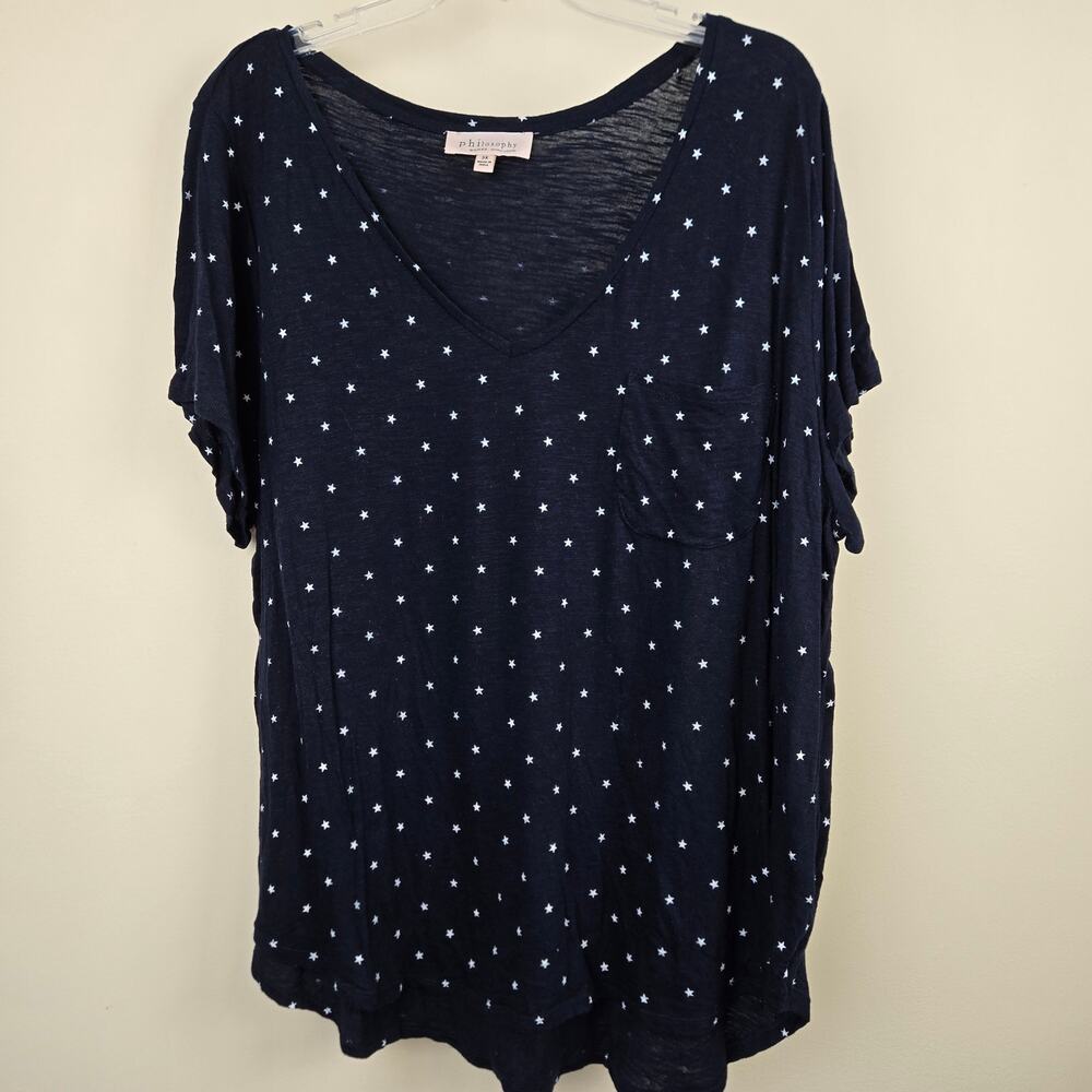 Philosophy Woman Plus Size 3X Blue Star Print Top